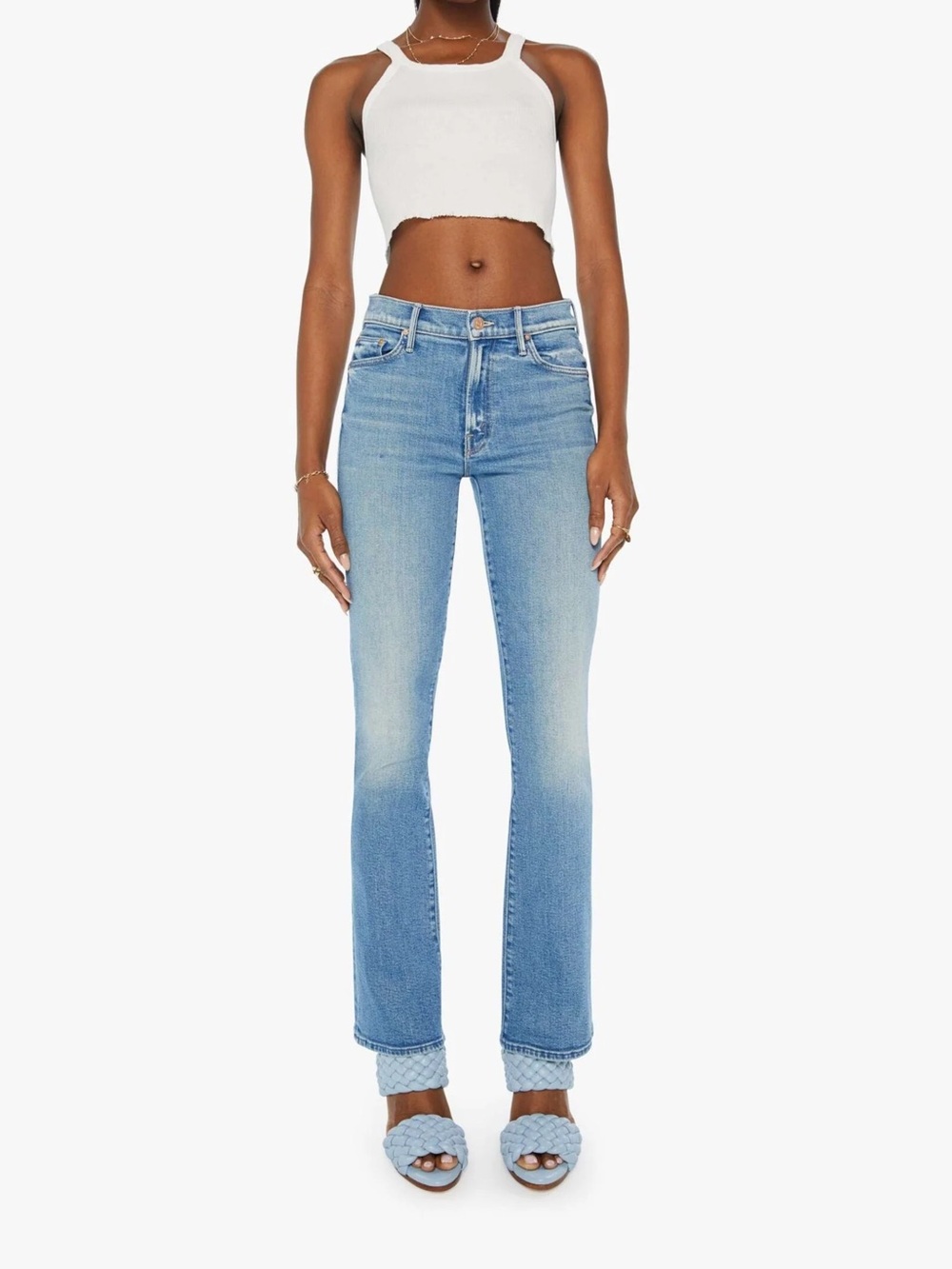 MOTHER Outsider Sneak - Flag Me Down - Mid-Rise Boot Cut Jeans - 28